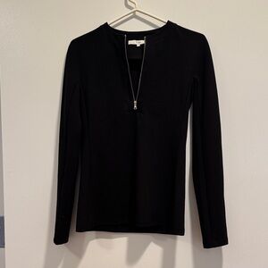 Tibi Black Long Sleeve Top with Zipper
